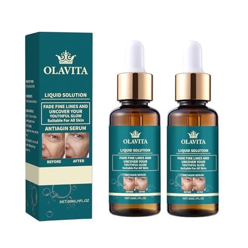 Facial Serum, Olavita Liquid Solution Anti Aging Serum, Upgraded version, Promotes Skin Collagen Production, smoothes wrinkles and fine lines (2PCS)