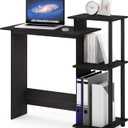 Furinno EFFICIENT Desk, 28.6" Wide Gaming Desk with 3 Open Side Shelves, Laptop Notebook Computer Desk, Office Desk for Home Office, Study Room, Dorm, Bedroom, Espresso