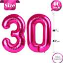 30 Balloon Number, Hot Pink Number 30th Birthday Balloons 40 Inch, 30 Years Old Hot Pink Birthday Decorations for Men Women, 30th Anniversary Decorations