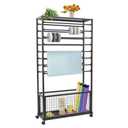 RCZSCBK 16 Tier Ribbon Holder Rack, Multifunctional Flower Wrapping Paper Rack,Double-Sided Ribbon Spool Shelf Suitable for Flower Shop, Craft Room, Cake Shop Ribbon Display Stand (Black)