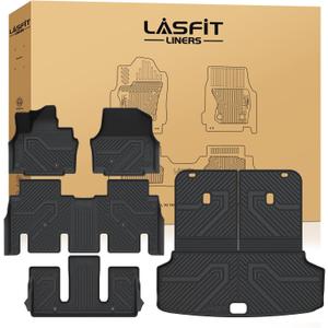LASFIT Floor Mats & Cargo Mats for KIA EV9 2026 2025 2024 (Only for 6-Seats,Not Fit Relaxation Chairs & 7-Seats),All Weather TPE Custom Fit Kia EV9 2024-2026 Full Set Car Accessories Floor Liners
