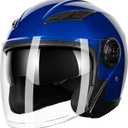 Adult 3/4 Open Face Motorcycle Helmet, Double Visor Motorbike Scooter Ebike Moped Cruiser Helmets for Men and Women DOT Approved