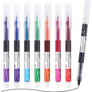 EYEYE 0.5mm Needle Tip Rollerball Pens Multicolor, 8 Assorted Colors Quick Dry Extra Fine Point Pen Smooth Writing Pens for Journaling, Note Taking, Office, School Supplies, Doodling & Gifts