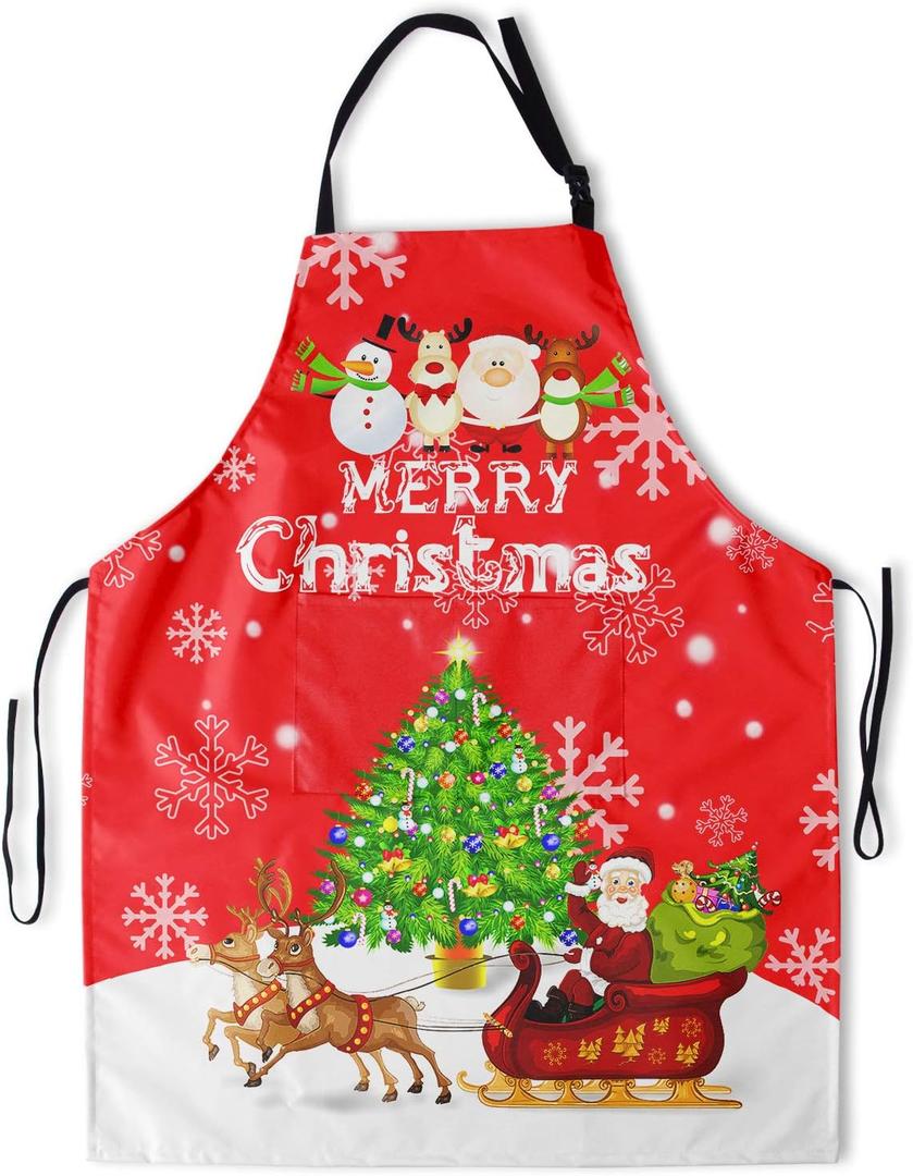 Artist Painting Apron with 2 Pockets Painters Art Aprons Gifts for Women Men (Medium, Winter Snowflake Moose)