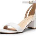 DREAM PAIRS Women's Chunky Low Heels Open Round Toe Ankle Strap Block Heels Party Dress Wedding Sandals 9