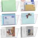 5 Pack Clear Single Pocket Wall File Holder Hanging Wall Organizer, Wall Mount Mails Magazines Organizer for Office and Home