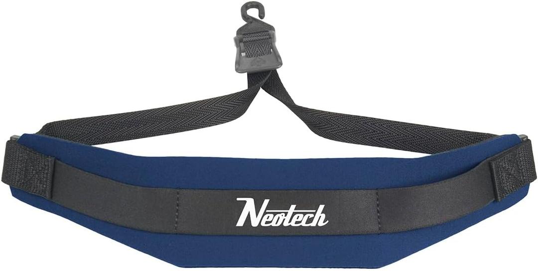 Neotech Saxophone Neck Strap Soft Sax Padded Open Hook for Alto Tenor Baritone Soprano - Made in USA (Standard, Navy)