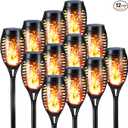 Solar Torch Flame Lights, 12 Pack Solar Halloween Lights Outdoor
with Flickering Flame, Waterproof Patio Light Landscape Decoration Lighting for Garden Lawn Yard Outdoor Halloween Decor