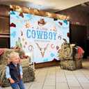 Cowboy Baby Shower Backdrops A Little Cowboy is On The Way for Boy Blue Wild West Theme Baby Shower Western Vintage Rodeo Ranch Cow Party Decorations70.8in*43.3in