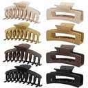 8 Pack 4.3 Inch Large Hair Claw Clips for Women Thick Thin Curly Hair, Big Bnanan Clips Matte Non-slip Banana Clips, 90's Strong Hold jaw clip, Neutral Colors
