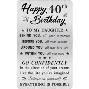 MOQIYXL 40th Birthday Card for Daughter, 40 Year Old Gifts for Daughter Engraved Wallet Card
