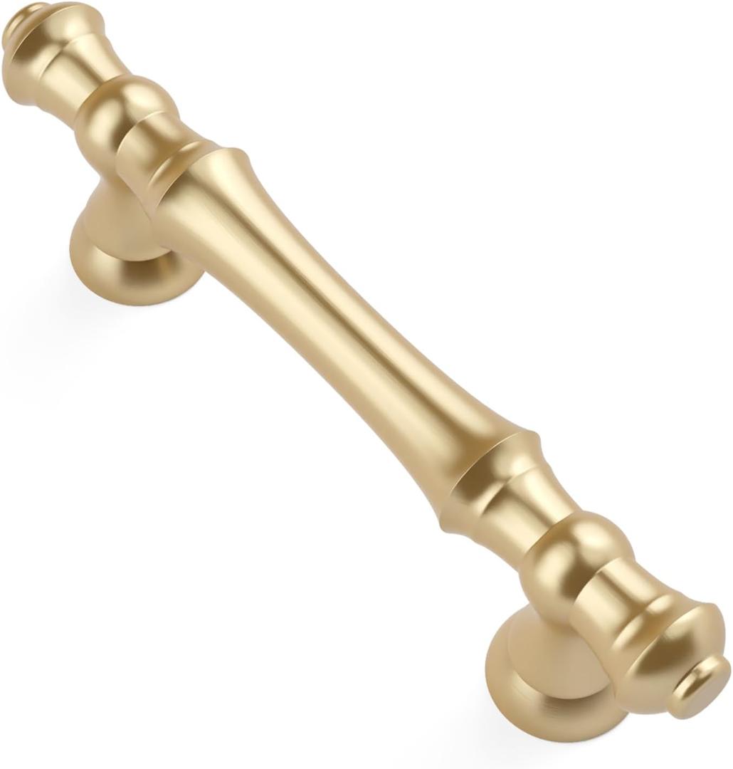 Asidrama 10 Pack 3 Inch(76mm) Gold Kitchen Cabinet Handles, Cabinet Pulls Kitchen Cabinet Hardware for Cupboard Drawer Pulls (3" Hole Center)