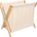 Collapsible X-Frame Laundry Hamper Beige Cloth Basket for Bedroom Kids Laundry Organizer Compact Storage Solution 15.74 X 14.96 X 11.81 Inches