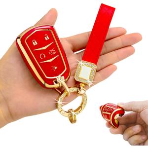 for Cadillac Key Fob Cover,Soft TPU 360 Degree Protection for 2015-2019 Cadillac Escalade CTS SRX XT5 ATS STS CT6 Car Key Shell Case (Red)