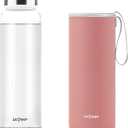 Glass Water Bottle 32 oz, Borosilicate Wide Mouth Glass Water Bottle with Neoprene Sleeve, BPA-Free Leak Proof Reusable for Hot Cold Drinks, Work, Gym, Home, 1 Pack