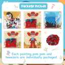2 x CORNER LACE Cowboy Theme DIY Pom Pom Art Set for Kids Age 3-6 Years Old 3 Pieces - Fun Arts and Crafts, Sensory Activity Creativity Includes 3 Patterns (Blue Red-Cowboy)