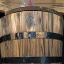 Outsunny Wood Freestanding Fountain with 2 Tier Waterfall Barrel, Electric Pump for Garden Decor, Lawn, Backyard