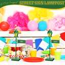 Colingmill 6 Pcs Street Sign Lamp Post Centerpiece Wooden Lamp Post with Street Party Sign Sticker for Toy Decor Friend Birthday Party Supplies Decoration(8 Inch,Green)