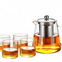 Glass Teapot Stovetop with Infuser Set High Temperature Resistant Borosilicate Clear Tea Kettle with Glass Cup as Home Tea Tools Gifts for Home Kitchen and Office