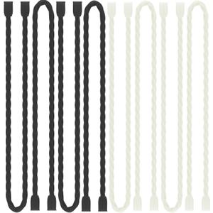 8pcs 12Inch Silicone Cable Ties Reusable Steel-Core Silicone Twist Cable Tie Straps for Bundling and Organizing Colorful Bendable Holder Strap for Indoor and Out All Purpose (Black,White)