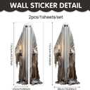 Halloween Window Clings for Glass 2 Sheets Ghost Window Decals Spooky Window Stickers Reusable Windows Cling for Halloween Fall Party Supplies Home School Office Glass Decorations (Style18)