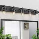 Espird Modern 5-Light Black Bathroom Vanity Light with Clear Glass Shade, 37.4 x 4.7 x 6 inches