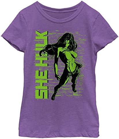 Marvel Classic Really Green Girls Short Sleeve Tee Shirt, S