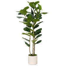 Artificial Fiddle Leaf Fig Tree 6FT with White Tall Planter-Large Faux Tree Tall Fake Floor Plant in Pot,Artificial Plants Indoor for Home Office Living Room Décor(Lyrata 6FT)
