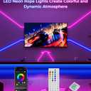 DeckTok Led Neon Lights Strip - 50FT Flexible Led Control with App/Remote Rope Lights Multiple Modes RGB IP65 Waterproof Outdoor Neon Music Sync Gaming Strip for Bedroom Wall Decor