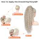 SEIKEA Ponytail Extension, PT005 Isabella 22" Long Bohemian Curly Drawstring Ponytail, Light Fluffy Multi-Layered Clip in Hair Extensions, Natural Soft Synthetic Hairpiece, Medium/White Blonde
