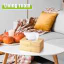 Rectangular Tissue Box Cover, Bamboo Tissue Box Cover Rectangle Tissue Box with Slide-Out Bottom Decorative Cube Facial Tissue for Bathroom Bedroom Dinner Table Office Tabletop