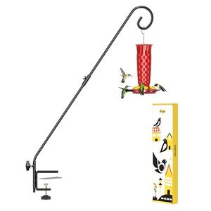 iBorn Deck Hook for Bird Feeder, Hummingbird Feeder Hanger for Deck Railing, Heavy Duty Deck Hanger for Outdoors Hanging, 360° Rotatable Arm, Solid Wire, 28 Inch, Pack of 1