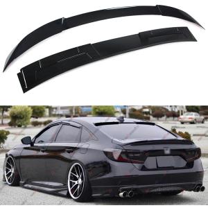 2Pcs Roof Top Spoiler & Rear Spoiler Compatible with 2018-2022 Honda Accord, V Style JDM Duckbill Fits for 4 Door Sedan, Trunk Exterior High Kick Tail Deck Lid Wing Lip (Glossy Black)