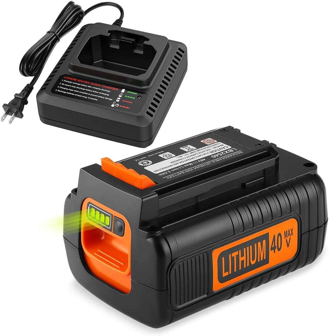 ANTRobut 3.5Ah Replacement for Black and Decker 40V Lithium Battery and Charger, Compatible with 40V Black and Decker Battery LBX2540 LBX2040 LBX1540 LBXR36