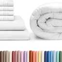 CGK Unlimited White Sheet Set with Comforter (Cali King Size) - Bed Set Includes Fitted Sheet, Flat Sheet & Pillow Cases - Bedding Set - Breathable Bed Comforter Set