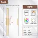Modern LED Wall Sconce Gold Dimmable Wall Light, L33Inch 5CCT