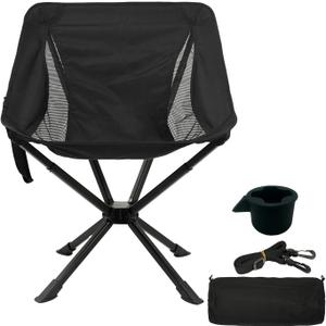 Compact Small Camping Chair, Folding Portable Camp Chair for Adults Hiking Travel Outdoor Adventures, Easy Set Up, Supports 330LBS with Cup Holder