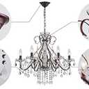 Saint Mossi 6 Light Crystal Chandelier Light Fixture Modern Chandelier Crystal Lighting, Crystal Pendant Raindrop Chandelier for Dining Room,Bedroom,Living Room,H23 x D24, 6-Light (Dark Brown)