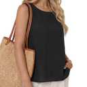LYANER Women's Round Neck Sleeveless Side Split High Low Hem Weekend Casual Tank Tops Black X-Large (Black, XL)