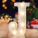 LED Marquee Letters, White 26 Alphabet Light Up Letters, Battery Powered LED Letter Lights for Birthday Party, Christmas Night, Home, Bar, Graduation, Wedding Decoration (J)