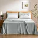 TOSMO Luxury Cooling Sheet Set - 100% Viscose from Bamboo, 4-Piece Bedding Set (King Size) - 18” Extra Deep Pockets, Oeko-Tex Certified, Silky Soft and Breathable, Sliver