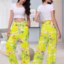 Veseacky Womens Loose Pants Wide Leg Sweatpants Loose Pants for Women Summer Women's Wide Leg Yellow Flower Medium