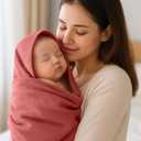 Preboun 4 Pcs Muslin Hooded Baby Towels,32"x 32" Cotton Newborn Bath Towel Muslin Infant Baby Blankets Absorbent Unisex Newborn Registry Gift for Girls Boys(Warm Colors)