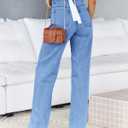 PLNOTME Women's High Waisted Jeans Boyfriend Baggy Straight Leg Casual Denim Pants (Blue, S)