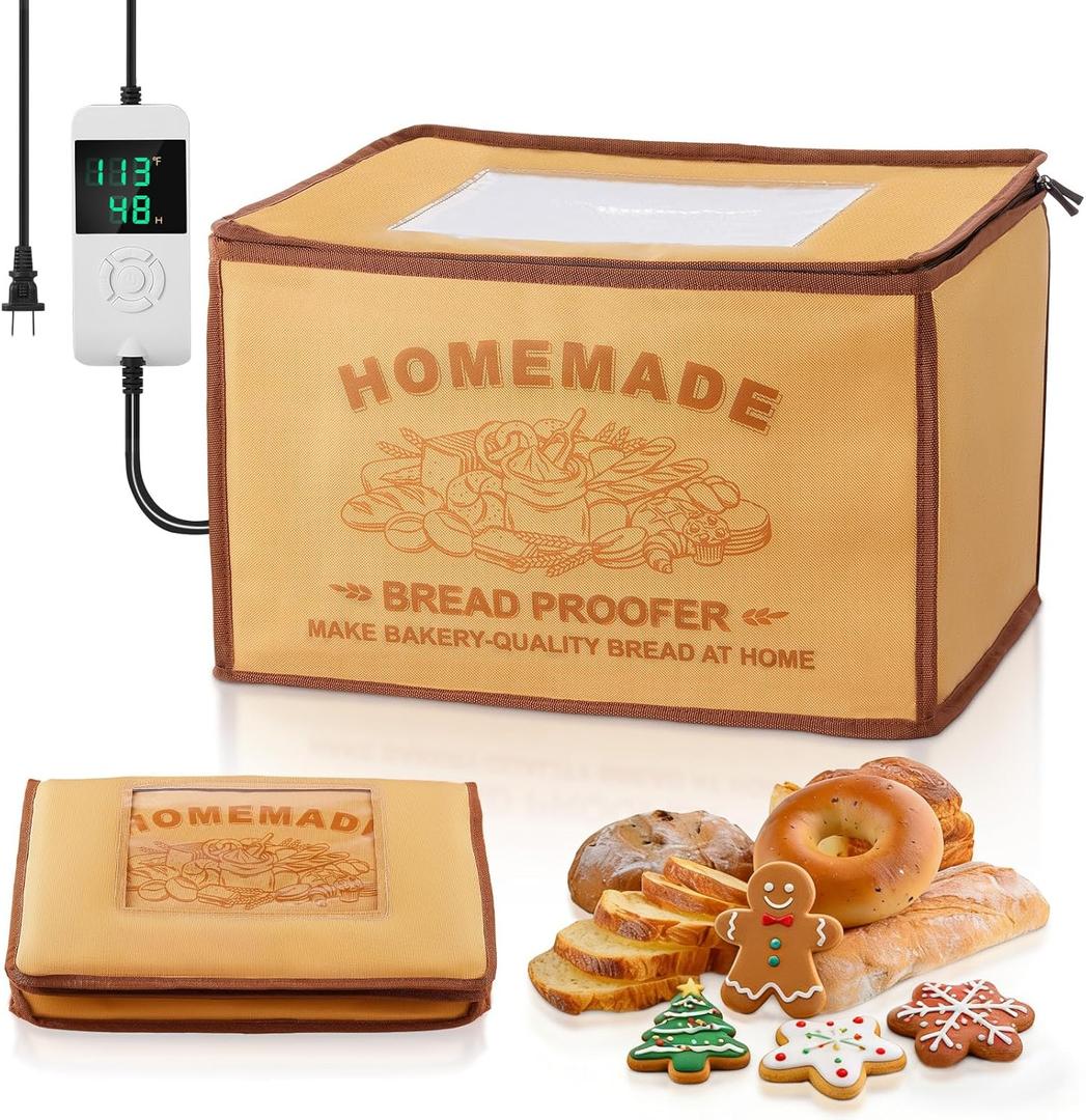 FOHERE Proofing Box, Folding Bread Proofer With 32-133F Temp Control & 48H Timer, Dough Proofing Box With NTC Sensor, Sourdough Proofing Box For Sourdough, Pizza, Kombucha, Yogurt, Bread Baking