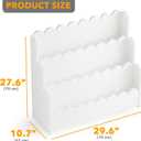SpaceAid 3-Tier Scalloped Bookshelf, Montessori Bookcase for Toddlers, Wooden Book Shelf Organizer Display Furniture for Kids Rooms, Playroom, Nursery and Classroom, White, 3 Tier, 29.6" W