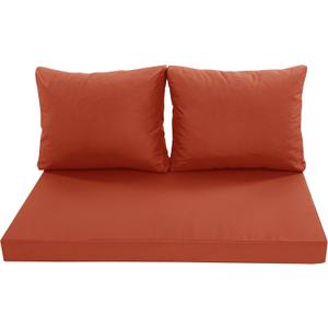Outdoor Loveseat Cushions, Waterproof Weather & Fade Resistant Seat and Backrest Cushion Set for Couch, Swing, Bench, 46 x 26 Inch, Rust (46*26*4/1P+19*24/2P)