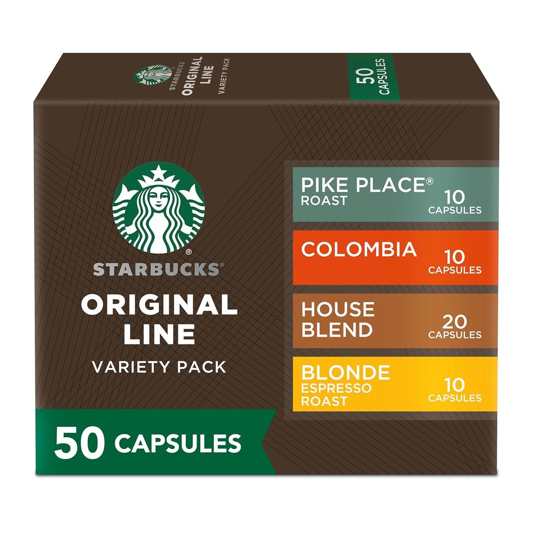 Starbucks by Nespresso Original Line Mild Variety Pack Coffee, 50-count Espresso Pods (10 Count (Pack of 5))