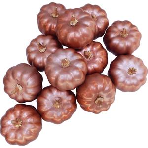 Winlyn 12 Pcs Rose Gold Pumpkins Small Artificial Pumpkins Decorative Pumpkins Faux Foam Pumpkins for Gifts Fall Wedding Baby Shower Thanksgiving Halloween Holiday Table Centerpiece Mantel Dcor