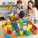 Electric Magnetic Train Track Set, 3D Anti-Gravity Flexible Race Tracks with Motorized Train and Traffic Signs, STEM Building Toy for Kids